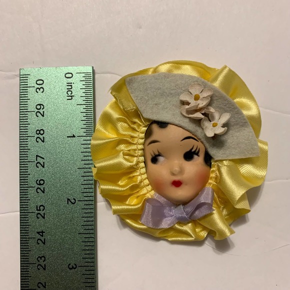 A. Stuart Vintage Scented Creations Lady Face Hat Yellow Ribbon HTF Rare - Picture 6 of 8